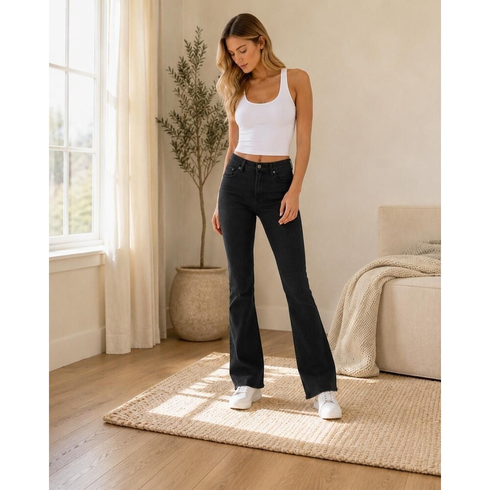 ABERCROMBIE & FITCH Women's Jeans Curve Love Bootcut Flare Mid Rise 38 Black‎